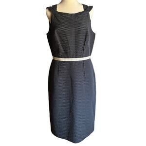 David Meister |  Navy Blue Polka Dot Cocktail Dress Preppy Nautical   - Sz 10